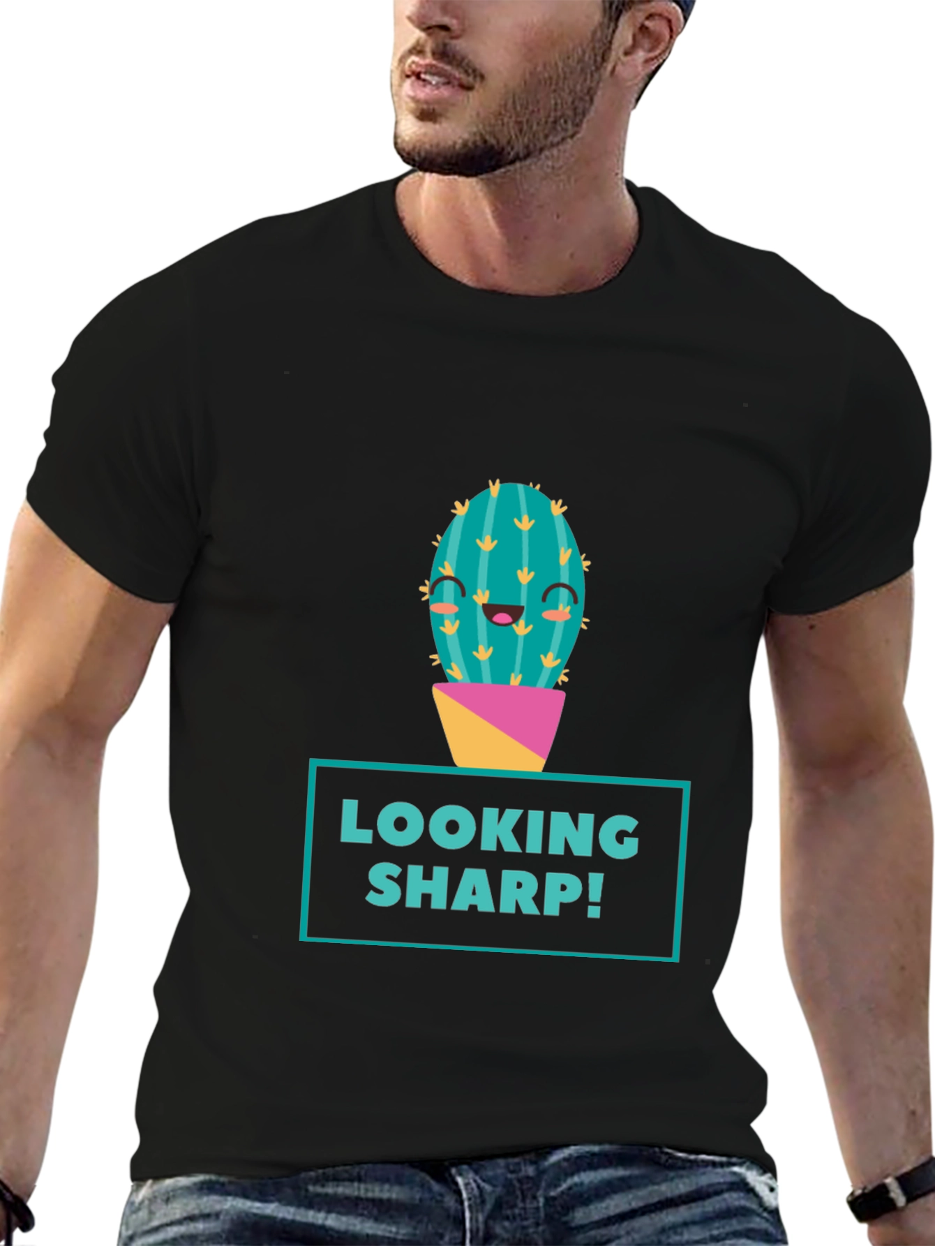 Looking Sharp Cactus Graphic Tee - Mens Black T-Shirt