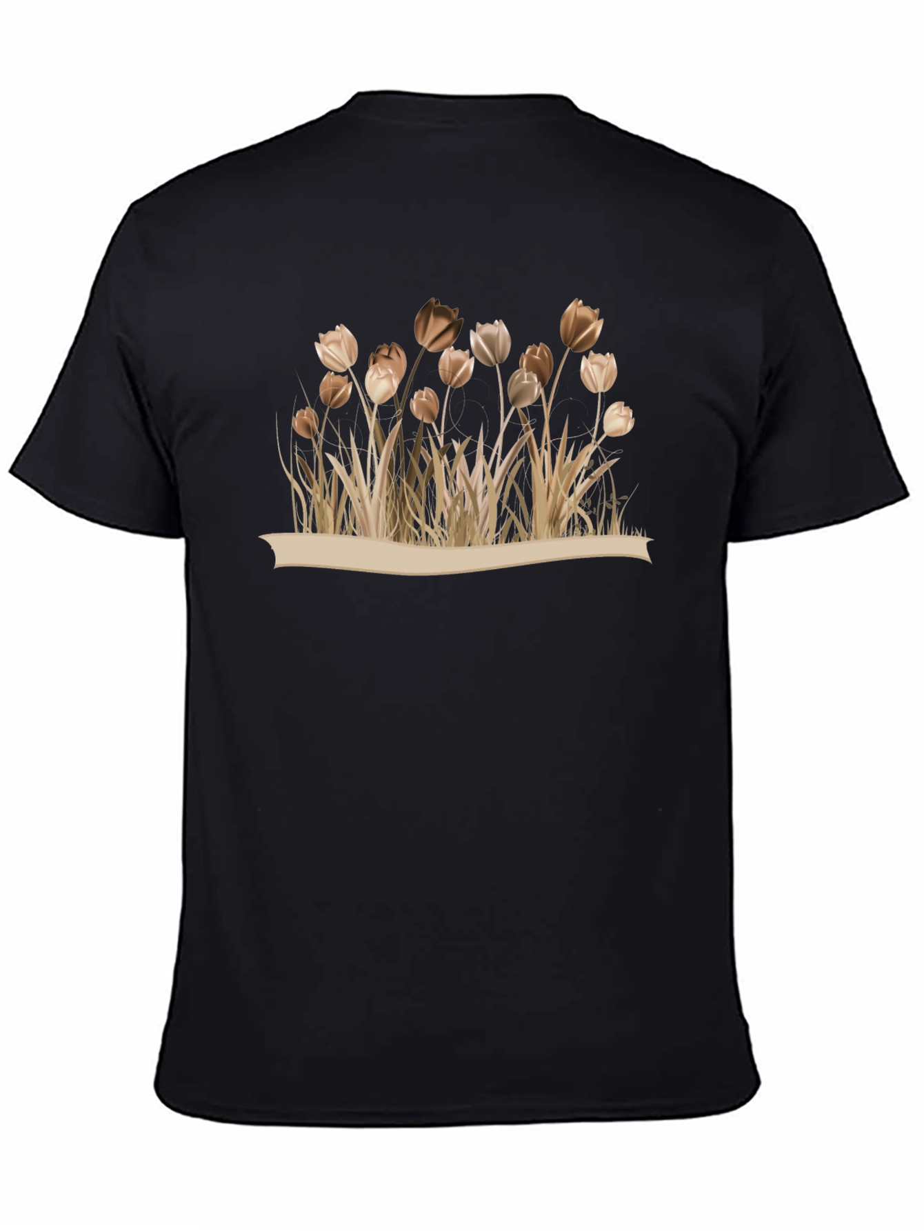 Floral Black T-Shirt - Nature Inspired Design