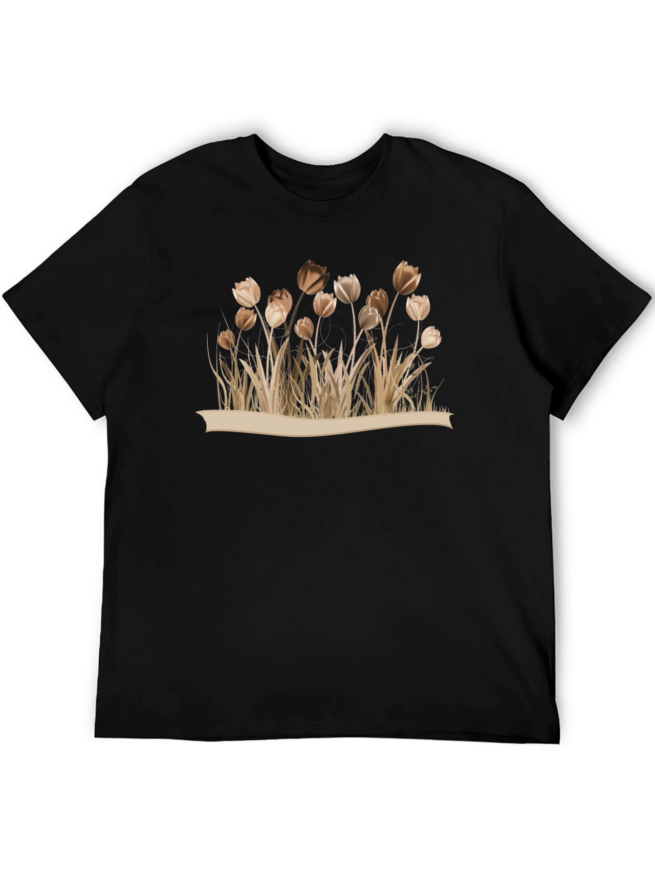 Floral Black T-Shirt - Nature Inspired Design