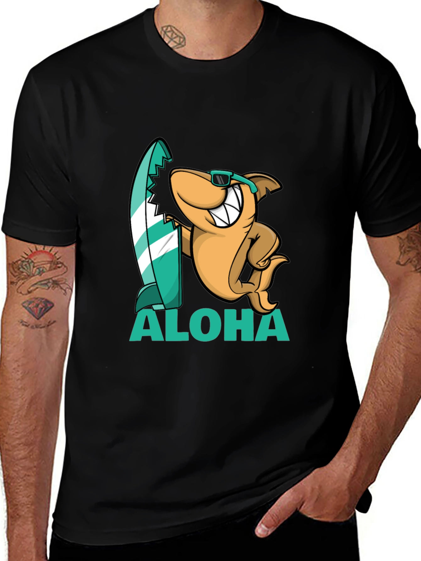 Aloha Shark Graphic Tee - Black