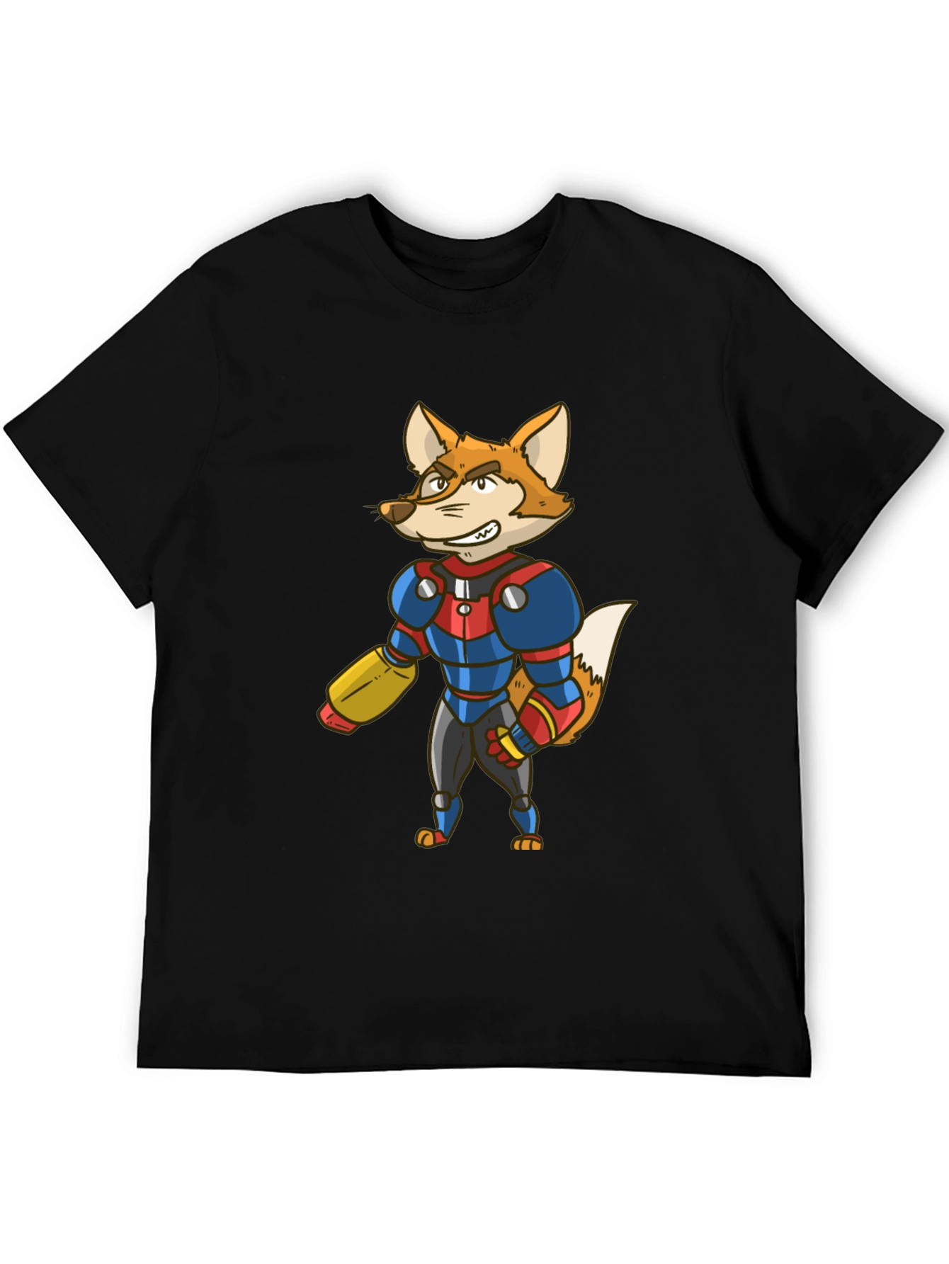 Sci-Fi Fox Character Graphic T-Shirt