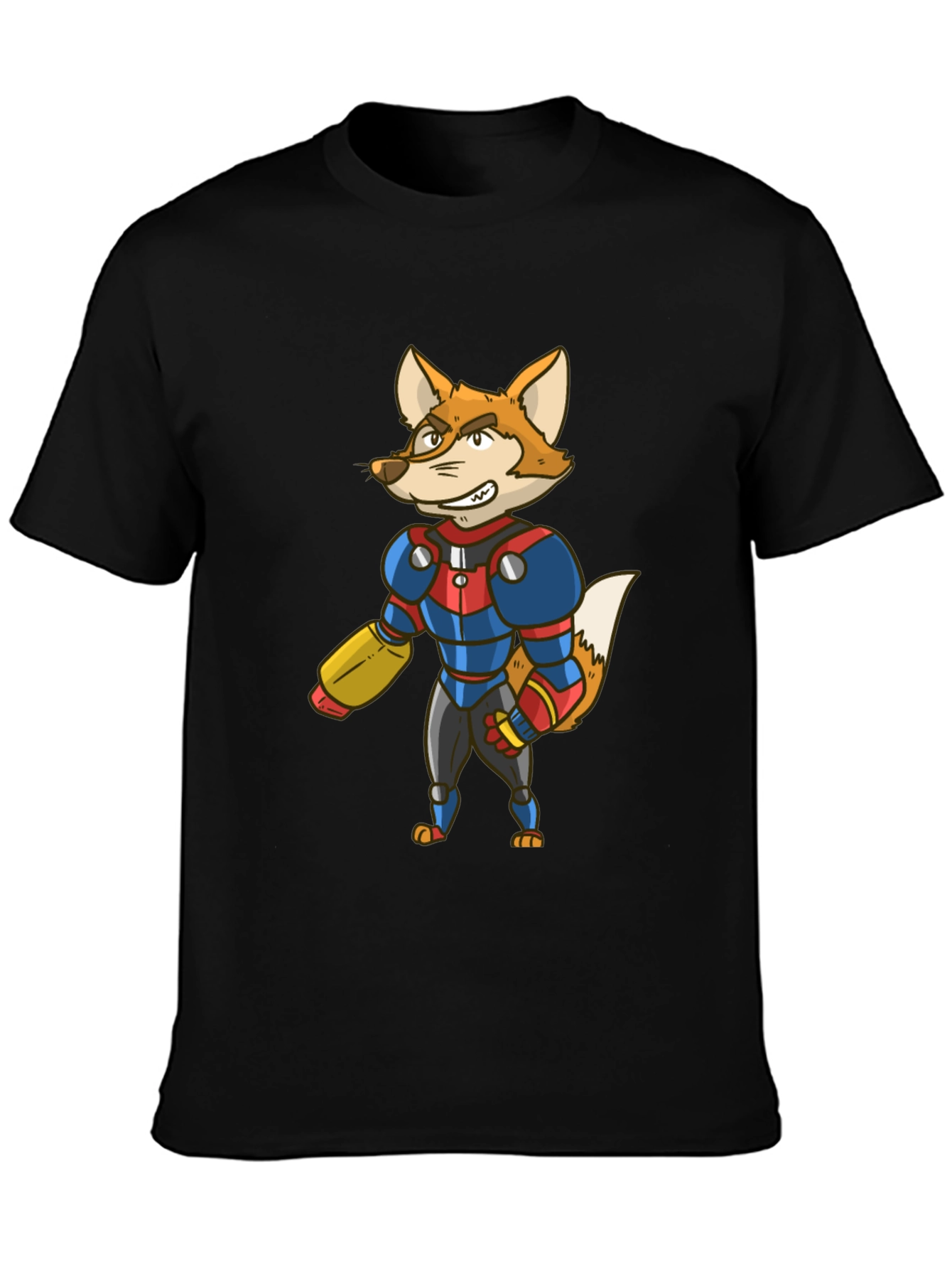 Sci-Fi Fox Character Graphic T-Shirt