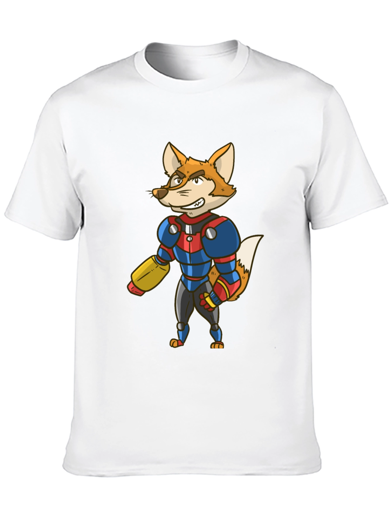 Sci-Fi Fox Character Graphic T-Shirt