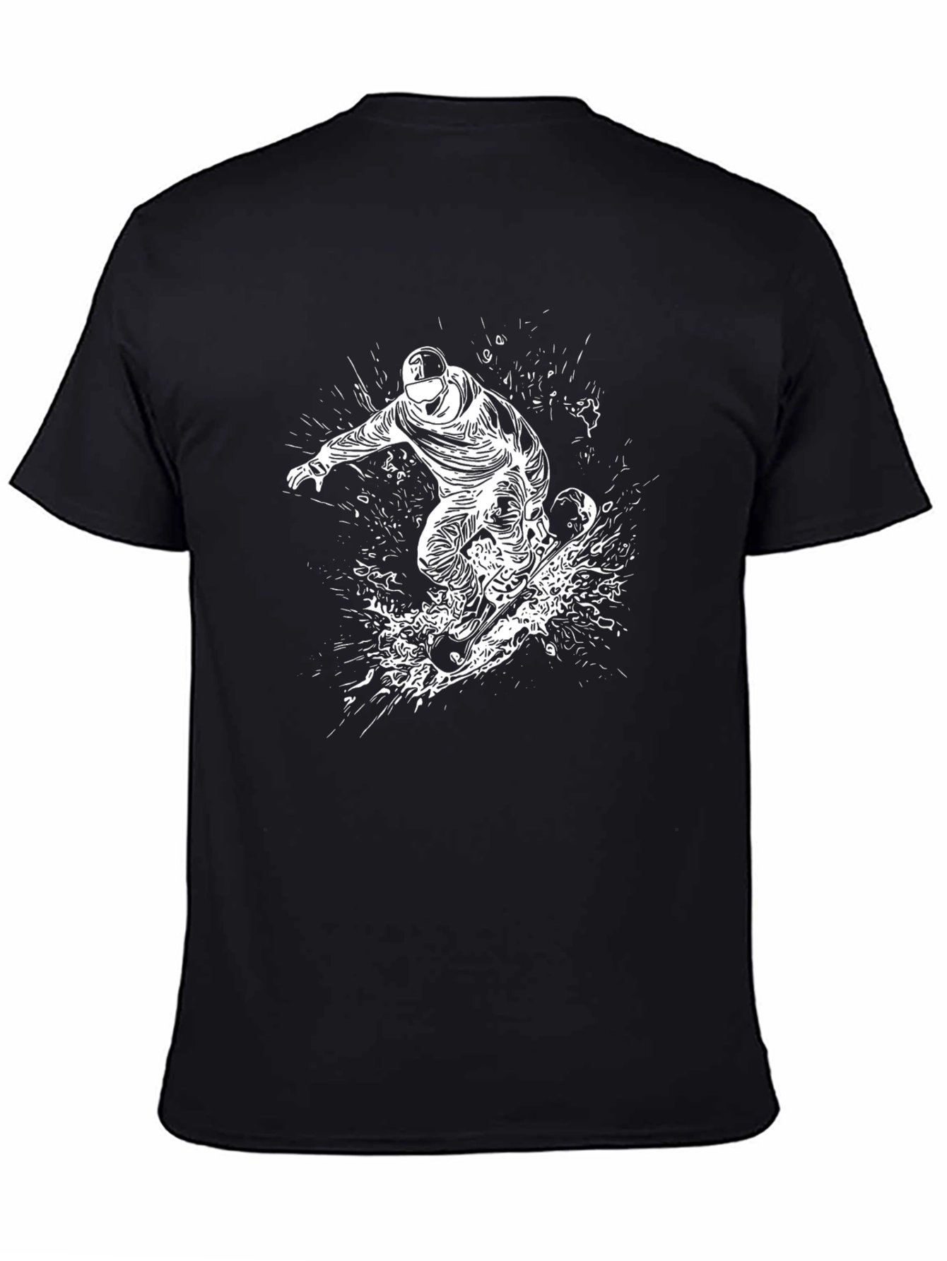 Snowboarder Graphic Tee - Black Cotton T-Shirt