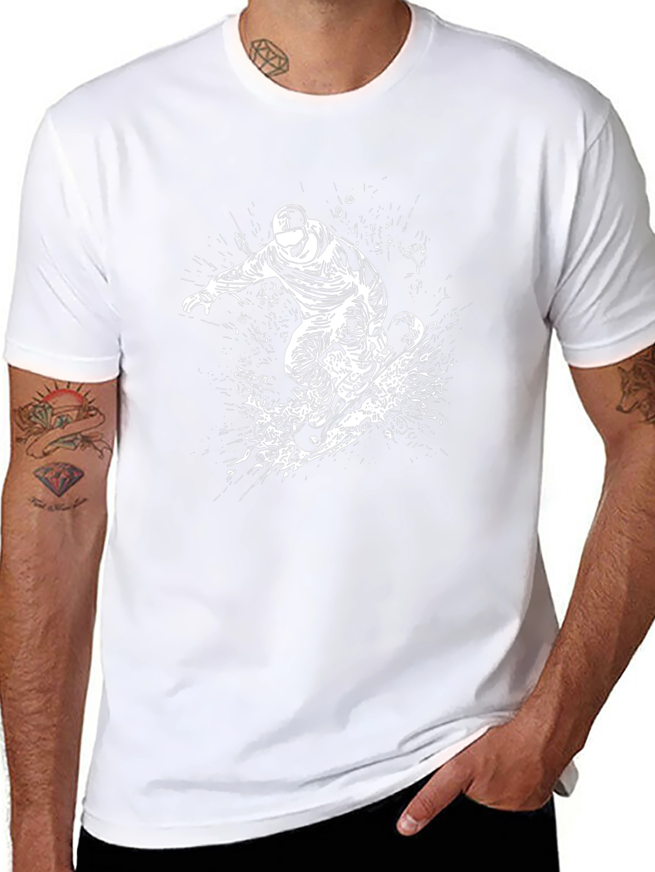 Snowboarder Graphic Tee - Black Cotton T-Shirt