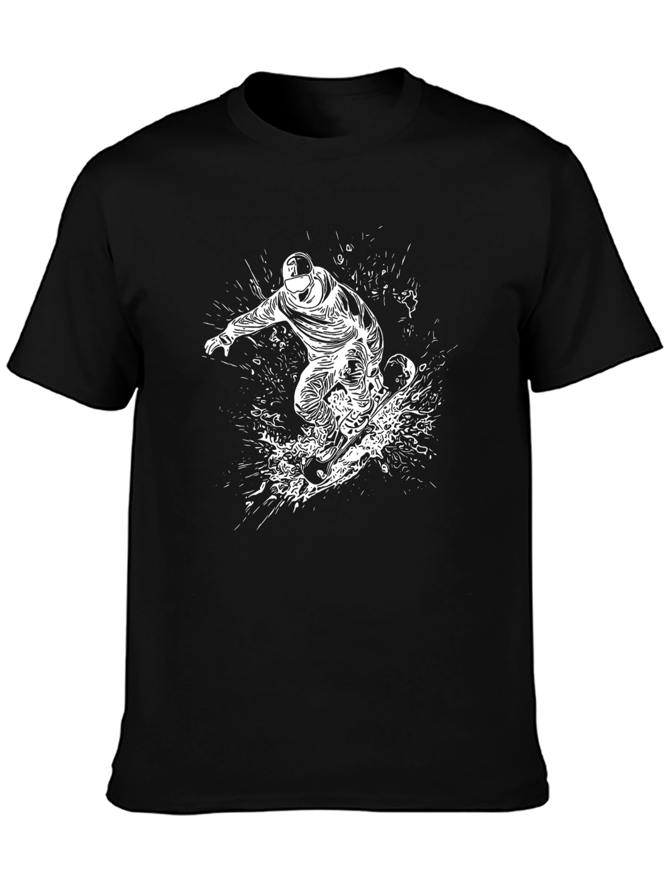 Snowboarder Graphic Tee - Black Cotton T-Shirt