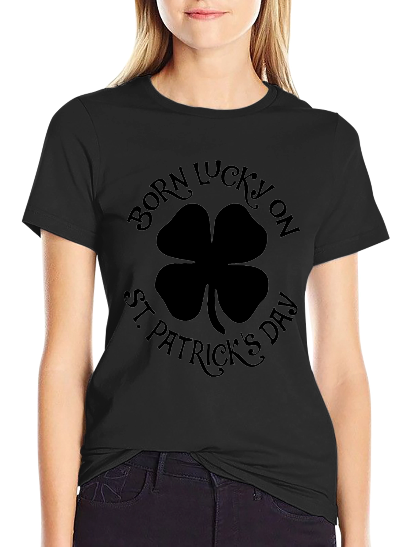 Born Lucky St. Patricks Day Black T-Shirt