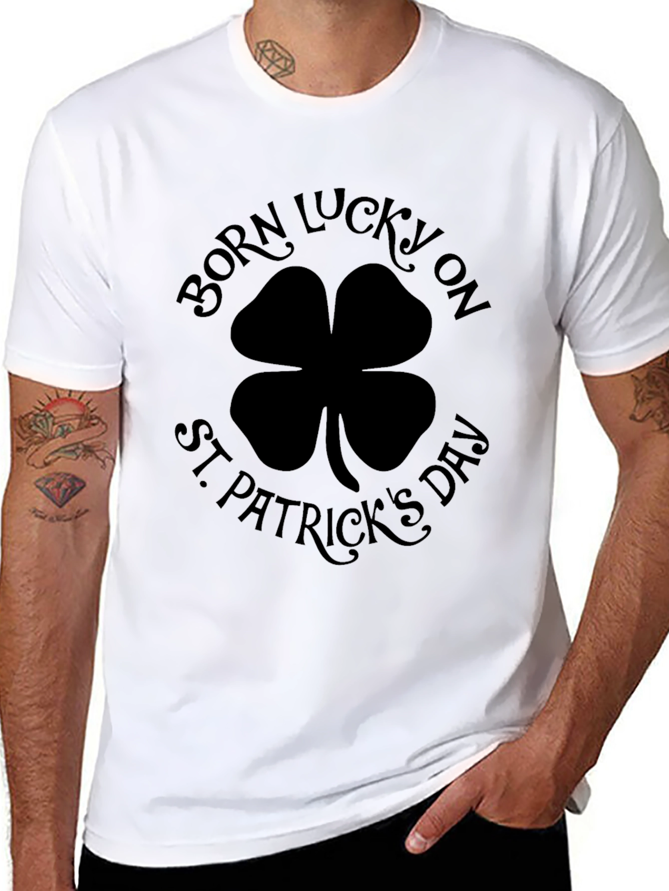 Born Lucky St. Patricks Day Black T-Shirt