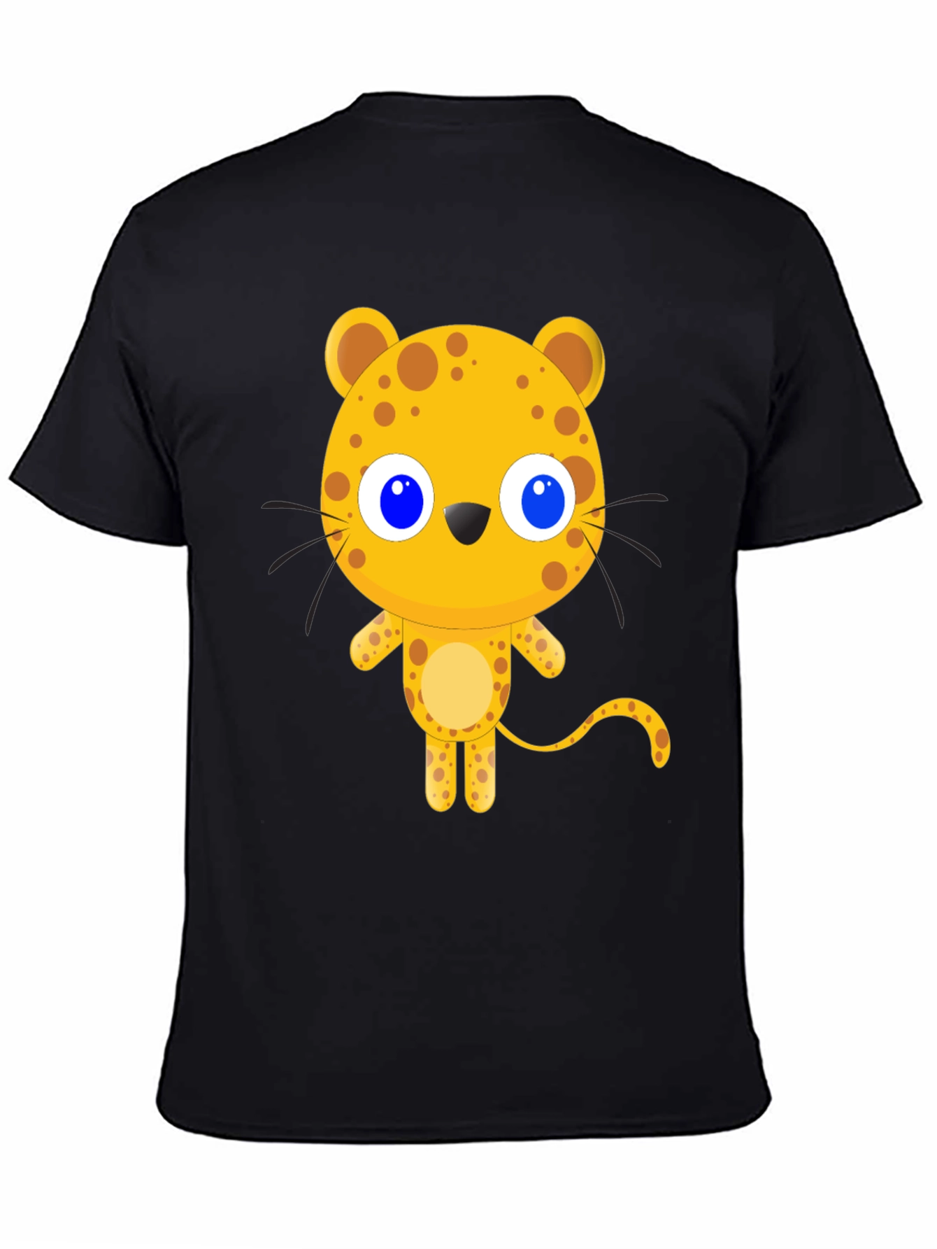 Cartoon Leopard Graphic Black T-Shirt