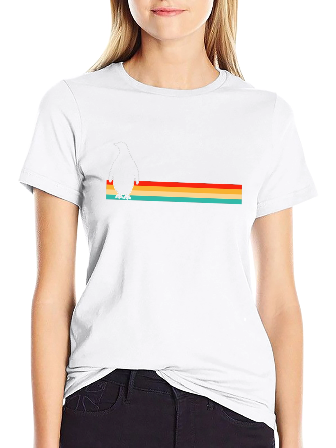Retro Penguin Striped T-Shirt - Classic Design