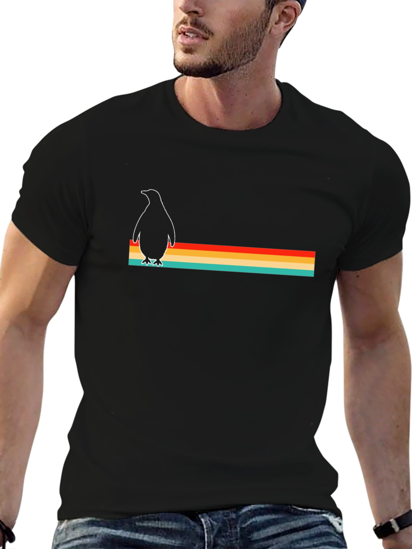 Retro Penguin Striped T-Shirt - Classic Design