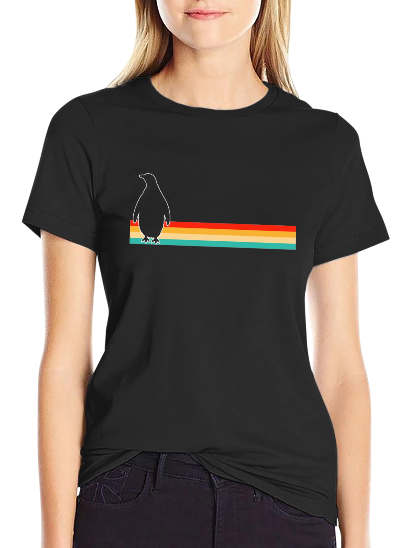 Retro Penguin Striped T-Shirt - Classic Design