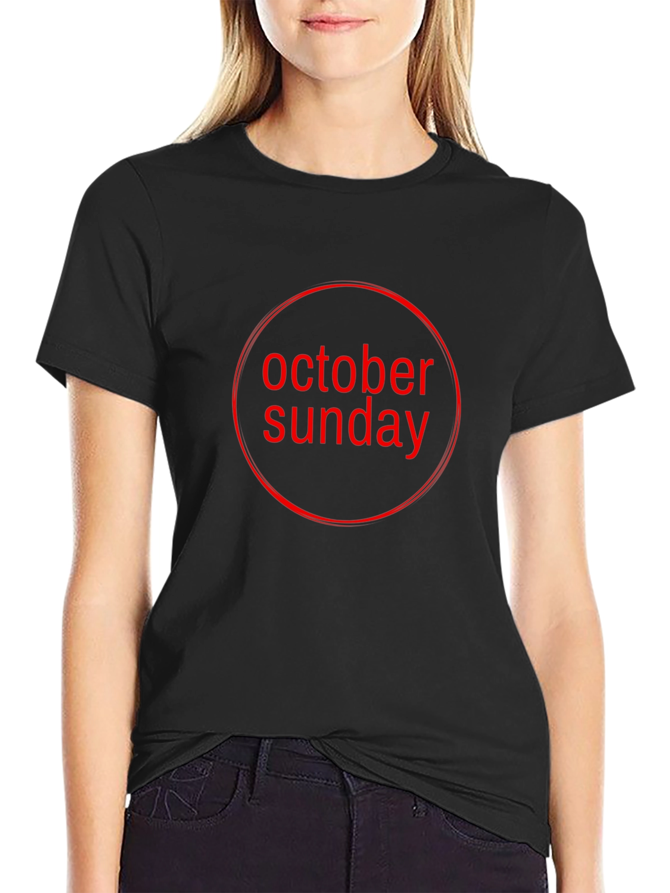 October Sunday Graphic Tee - Black Cotton T-Shirt