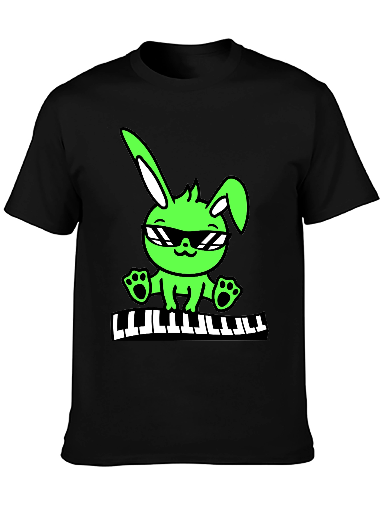 Cool Bunny Keyboardist Graphic Tee