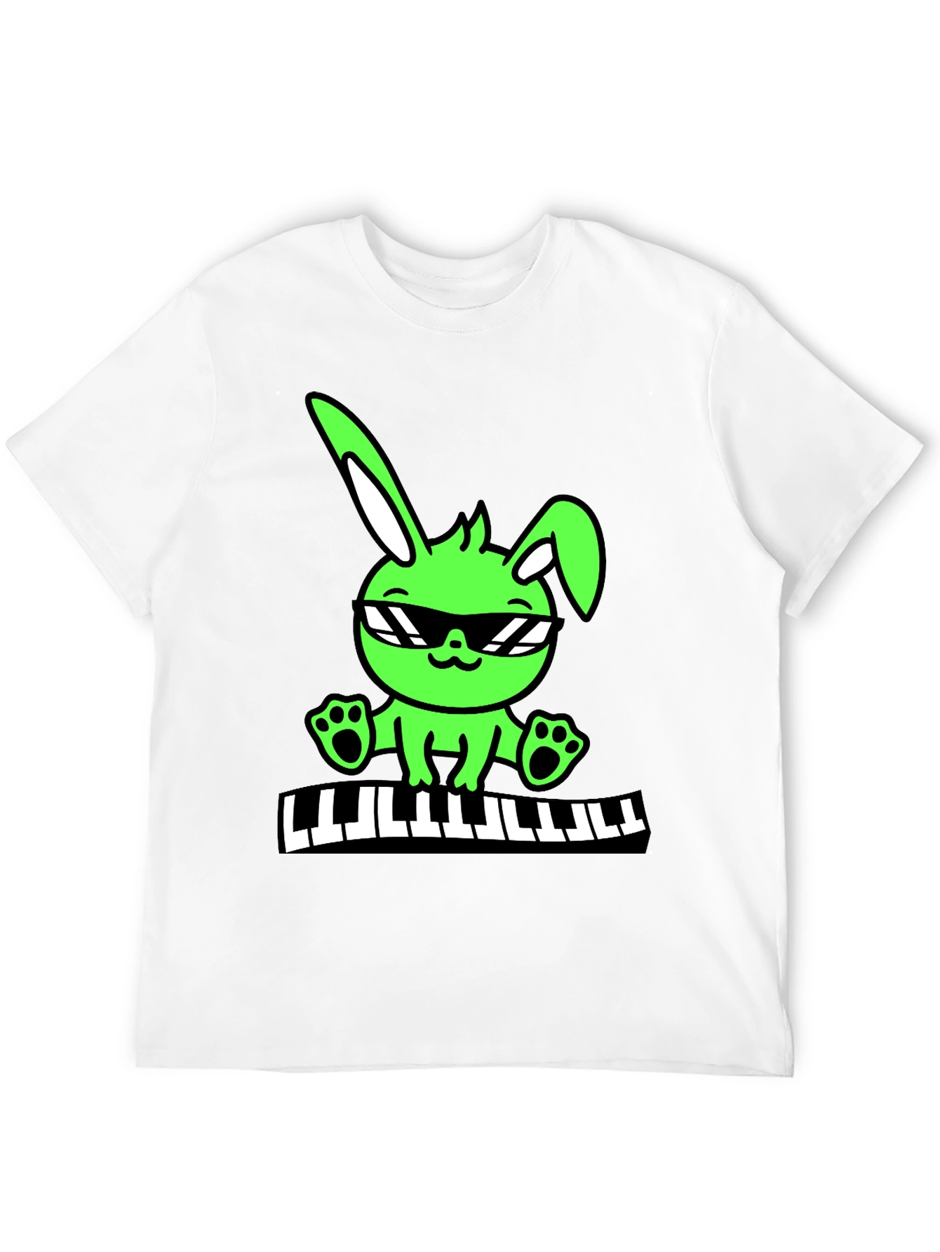 Cool Bunny Keyboardist Graphic Tee