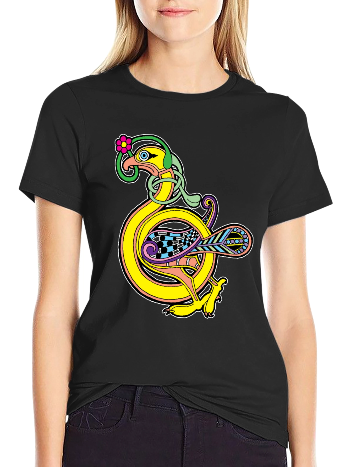 Celtic Bird Graphic Black T-Shirt