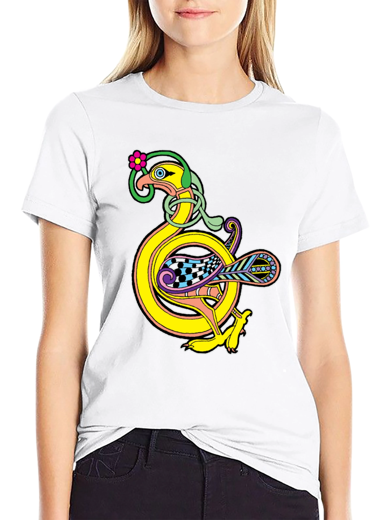 Celtic Bird Graphic Black T-Shirt