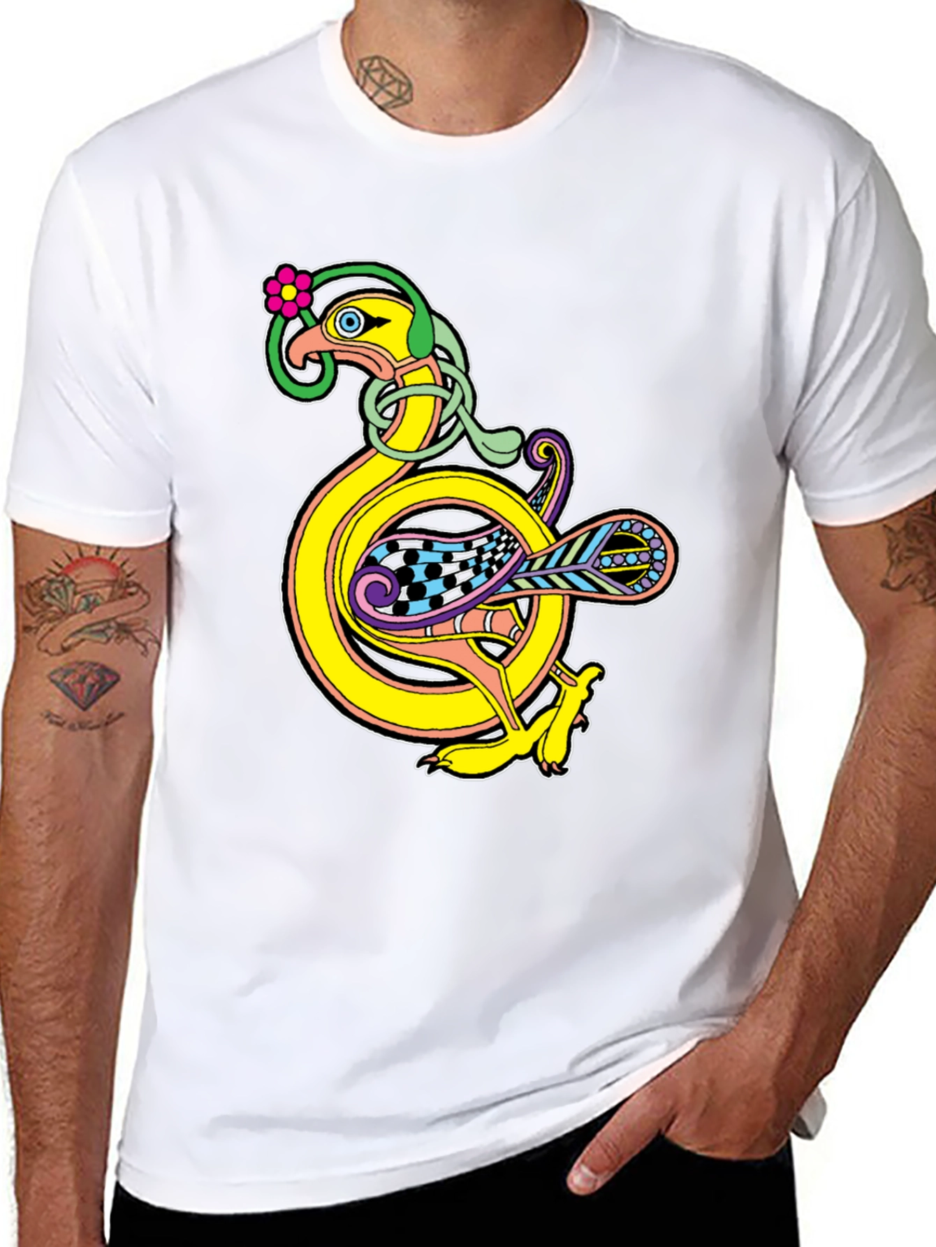 Celtic Bird Graphic Black T-Shirt