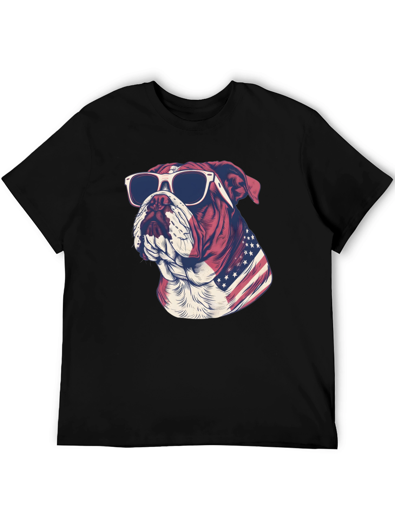 Patriotic Bulldog Graphic Tee - American Pride T-Shirt