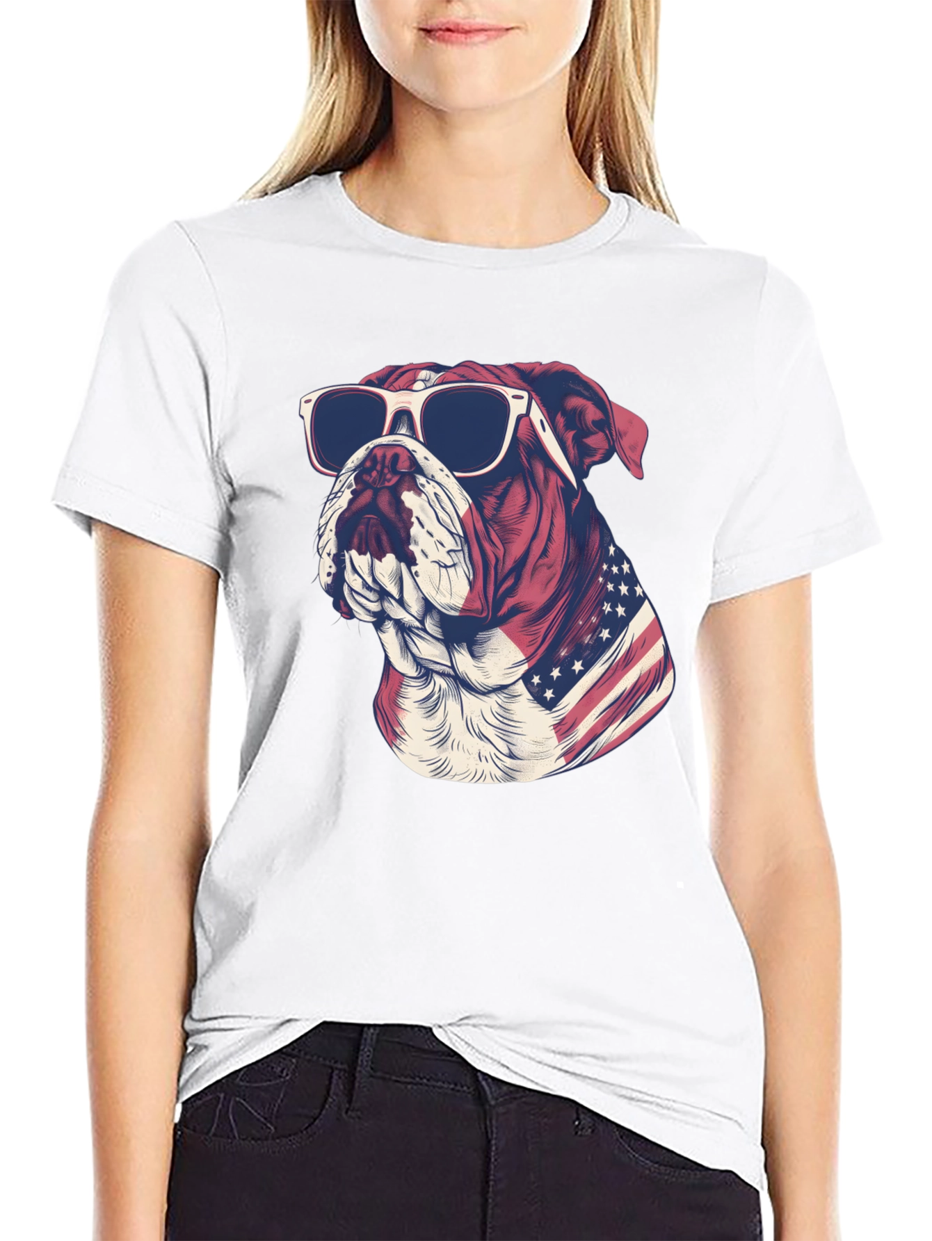 Patriotic Bulldog Graphic Tee - American Pride T-Shirt