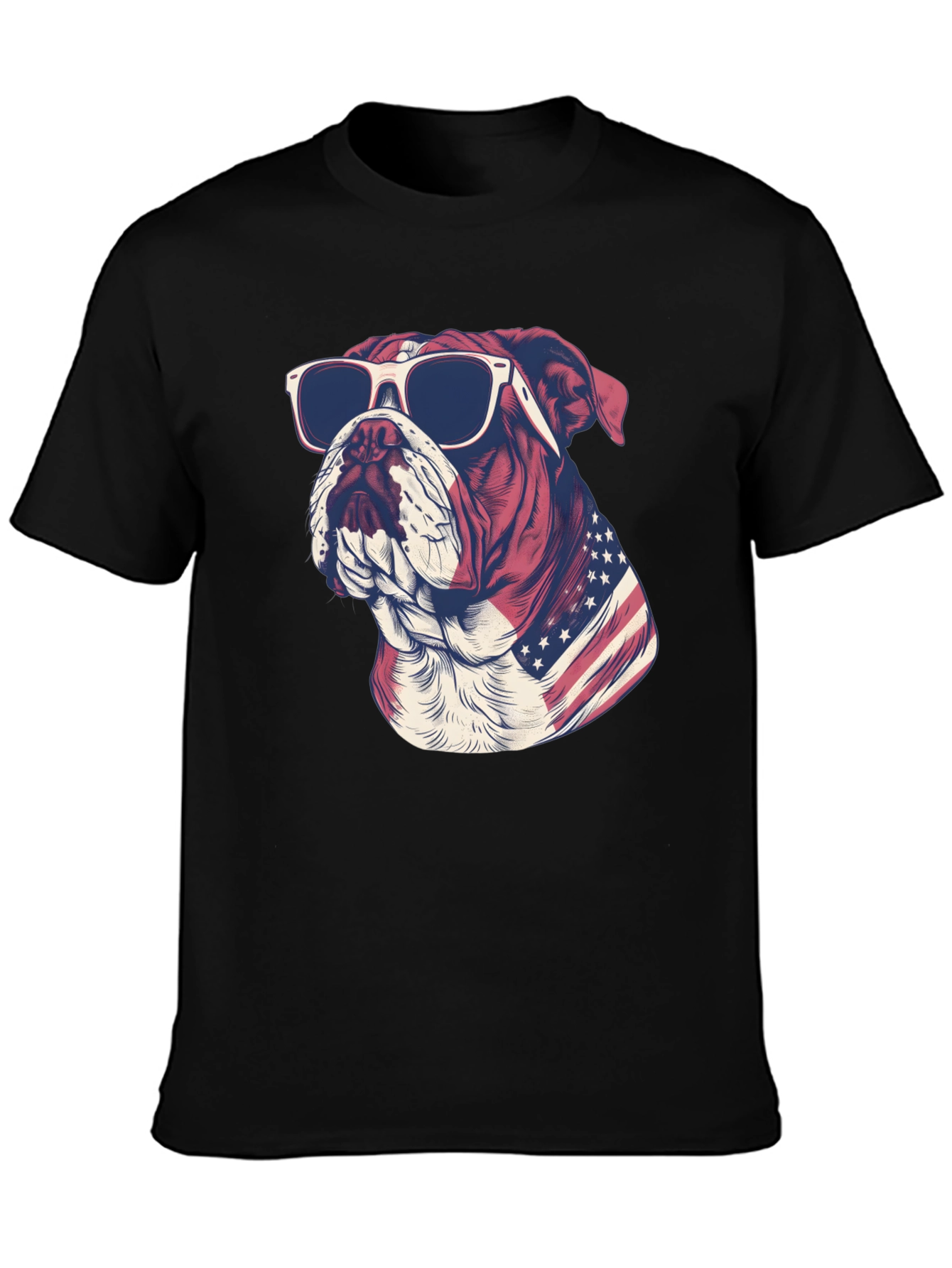 Patriotic Bulldog Graphic Tee - American Pride T-Shirt