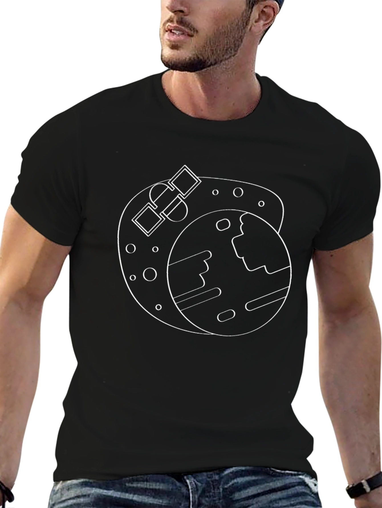 Space Orbit Black Graphic Tee