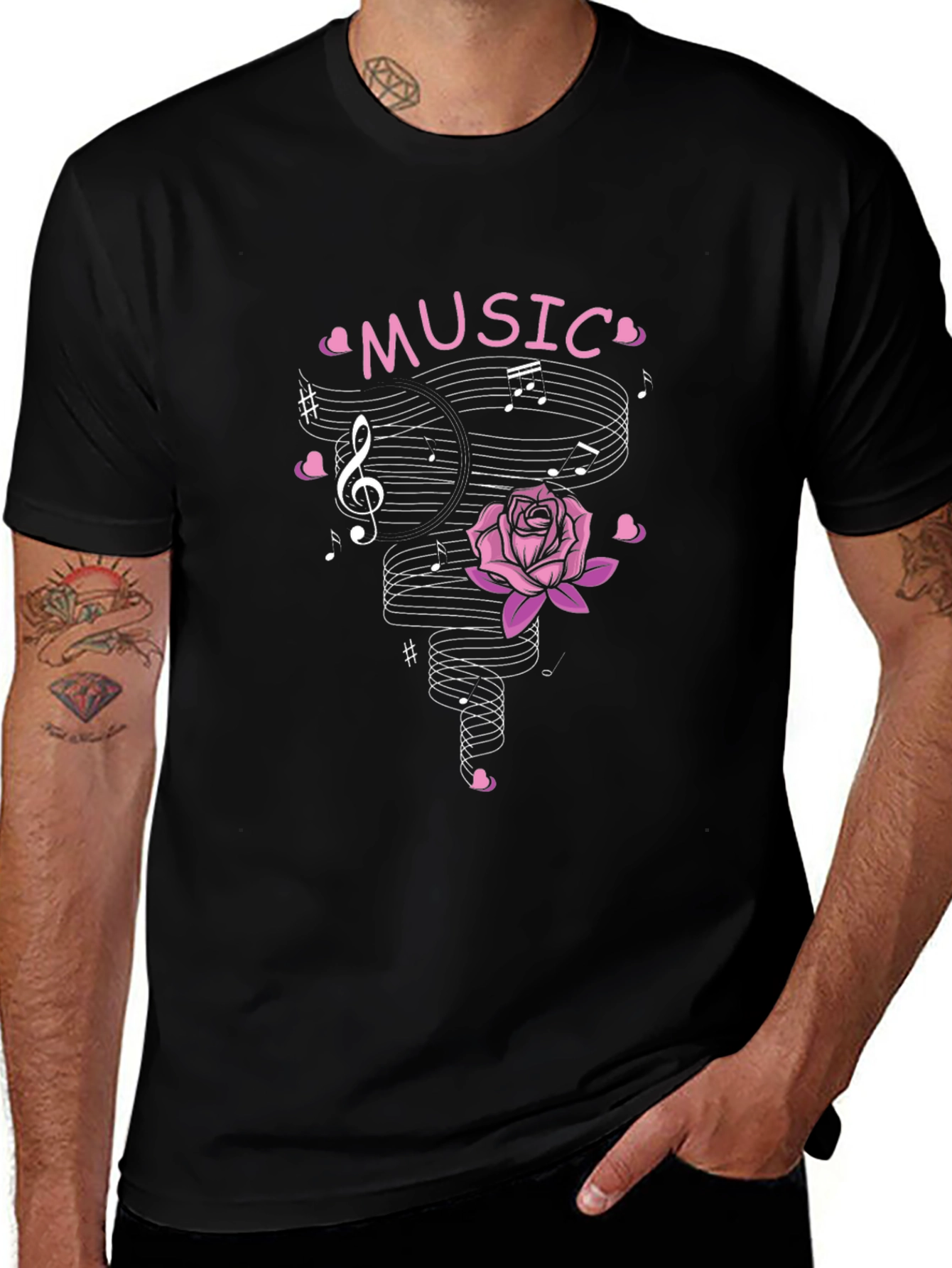 Music Rose Mens Graphic T-Shirt