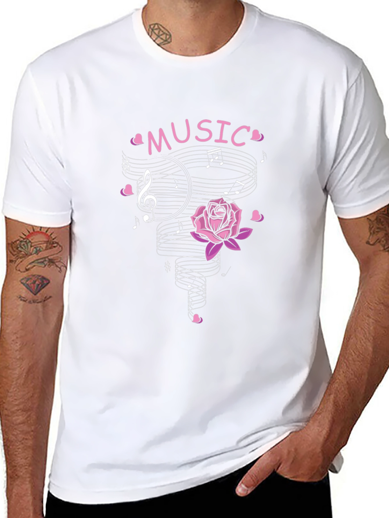 Music Rose Mens Graphic T-Shirt