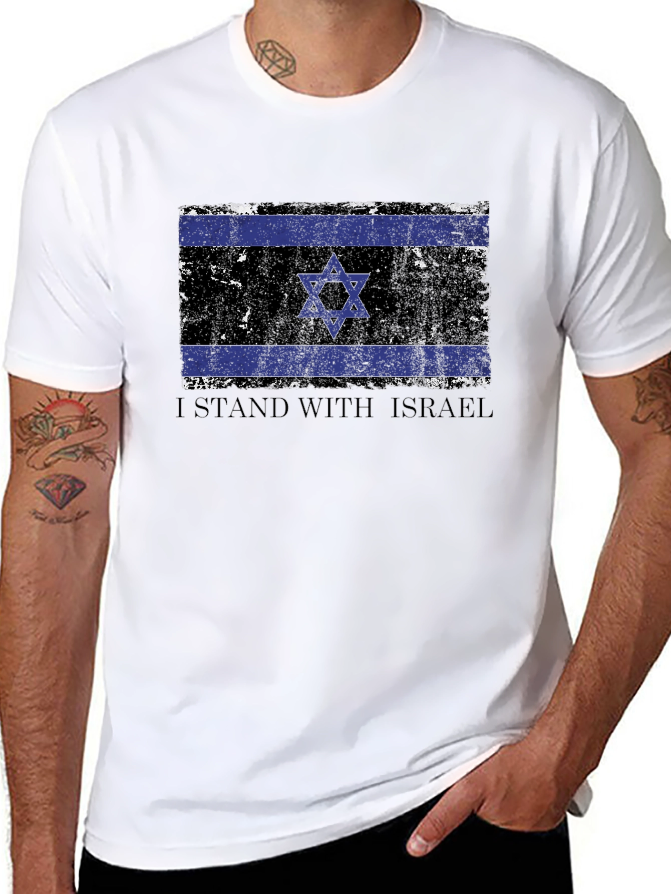 I Stand With Israel Flag T-Shirt - Patriotic Design