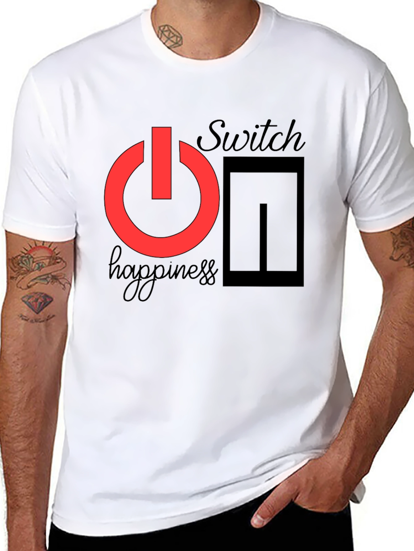 Switch On Happiness T-Shirt - Positive Vibes