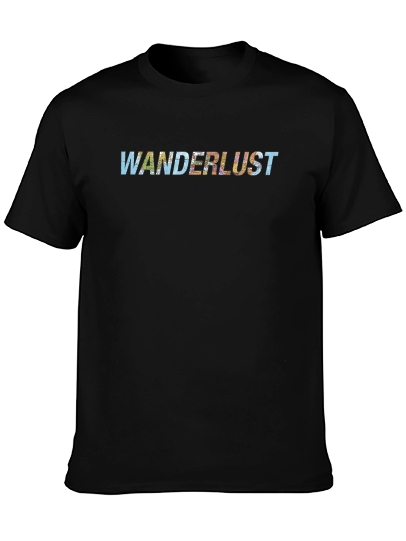 Wanderlust Graphic Tee - Black Cotton T-Shirt