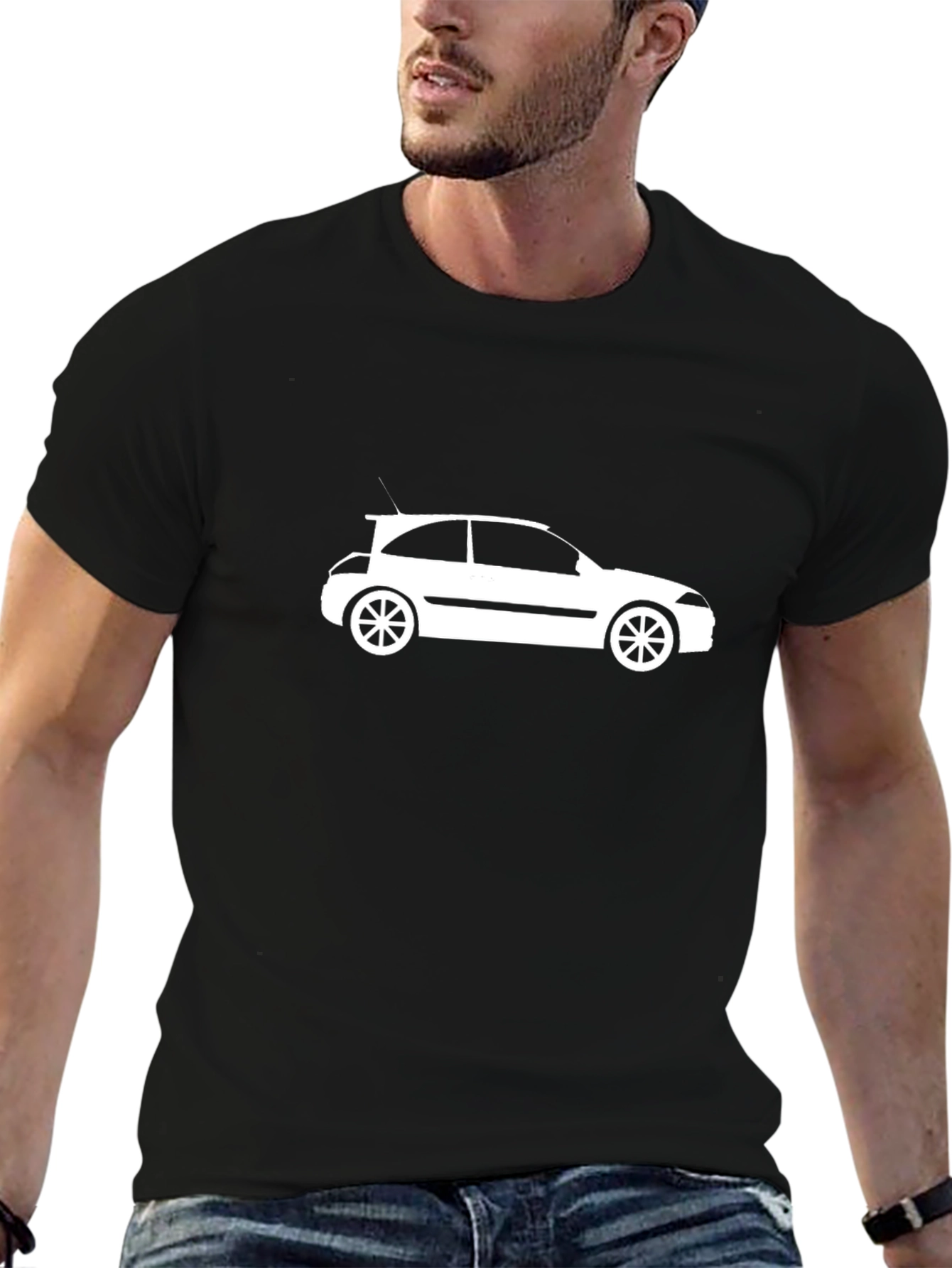 Car Graphic Tee - Black Cotton T-Shirt