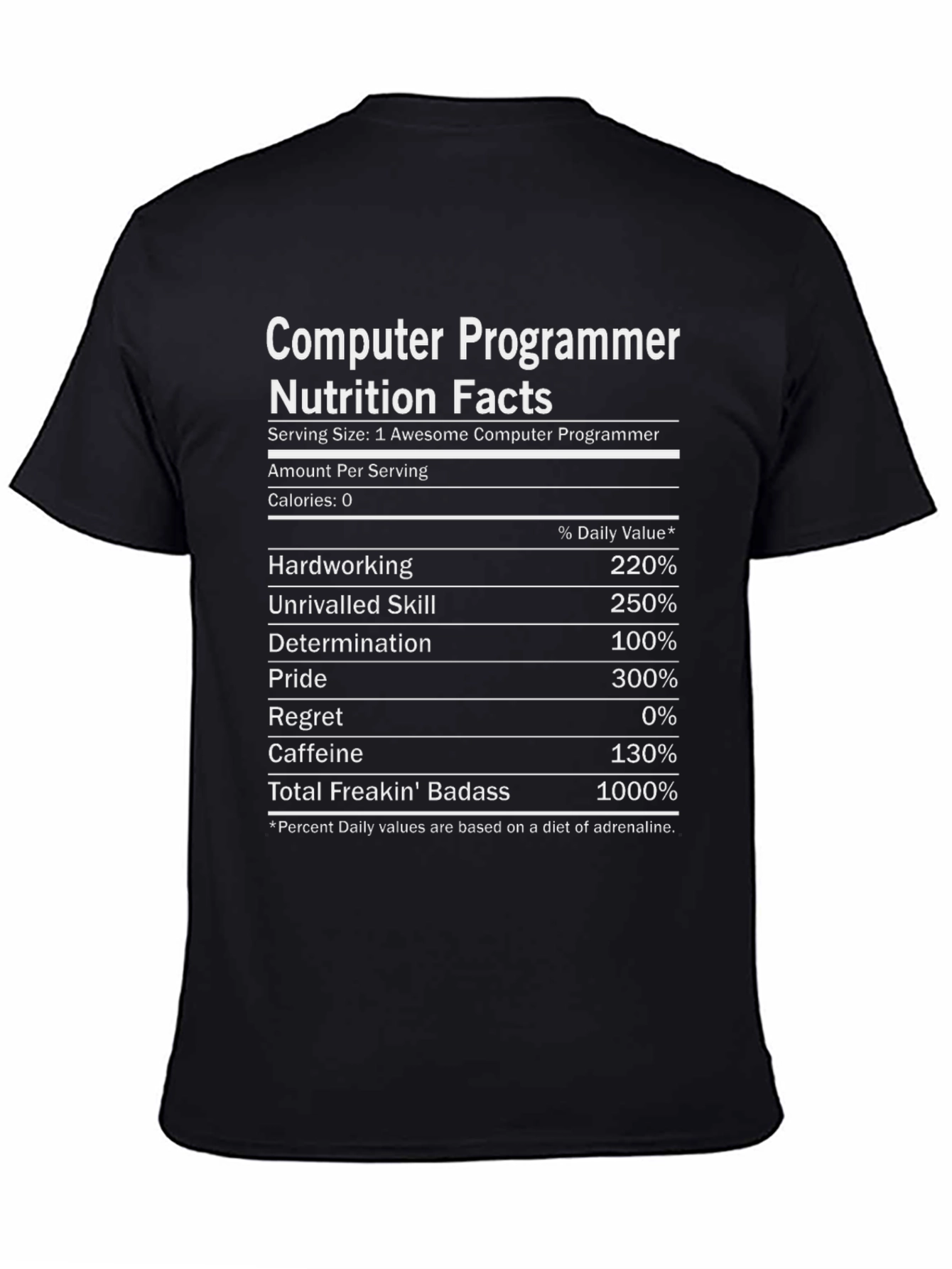 Computer Programmer Nutrition Facts T-Shirt