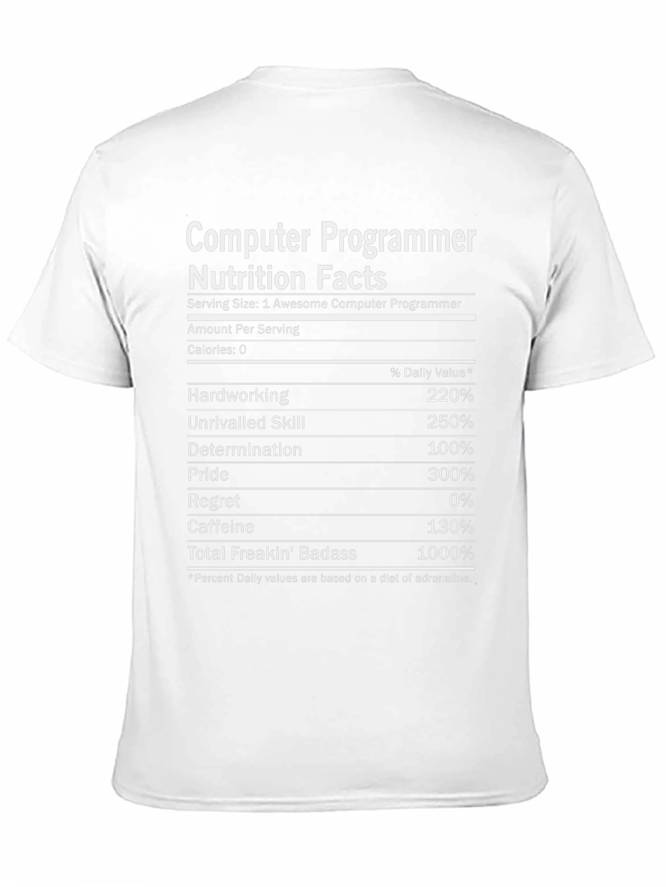 Computer Programmer Nutrition Facts T-Shirt