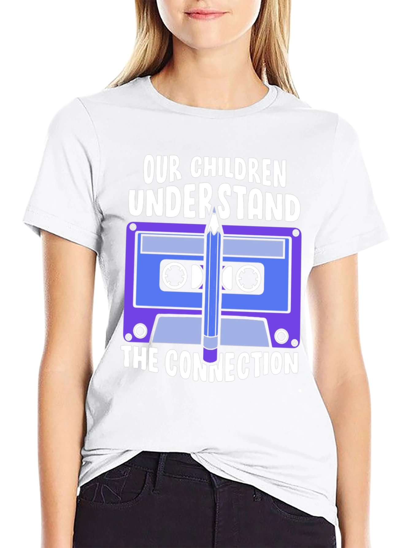 Retro Cassette Tape & Pencil T-Shirt