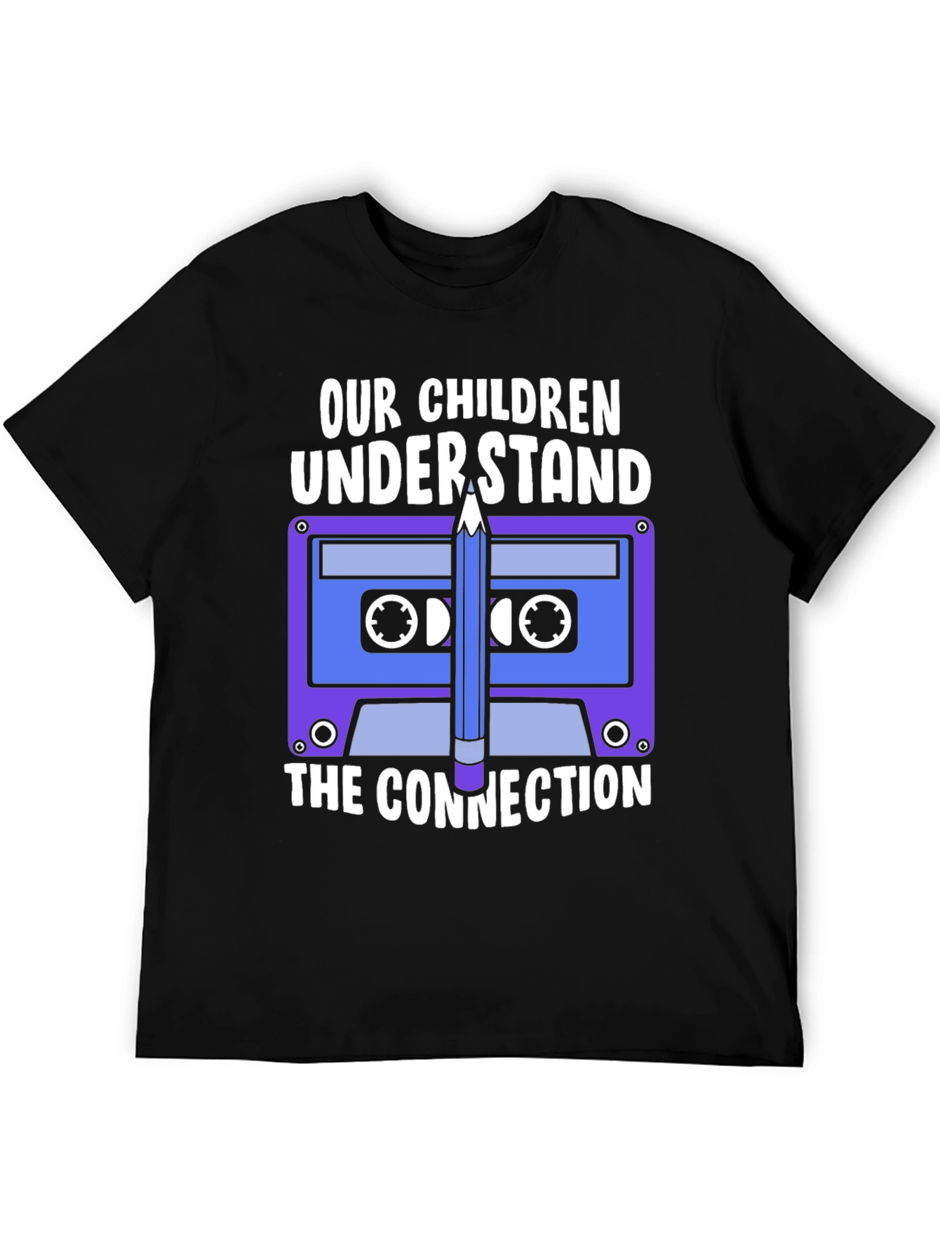 Retro Cassette Tape & Pencil T-Shirt