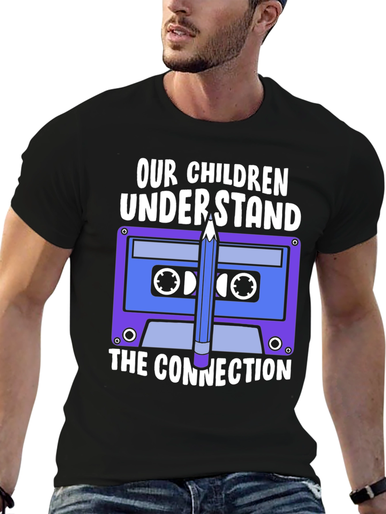 Retro Cassette Tape & Pencil T-Shirt