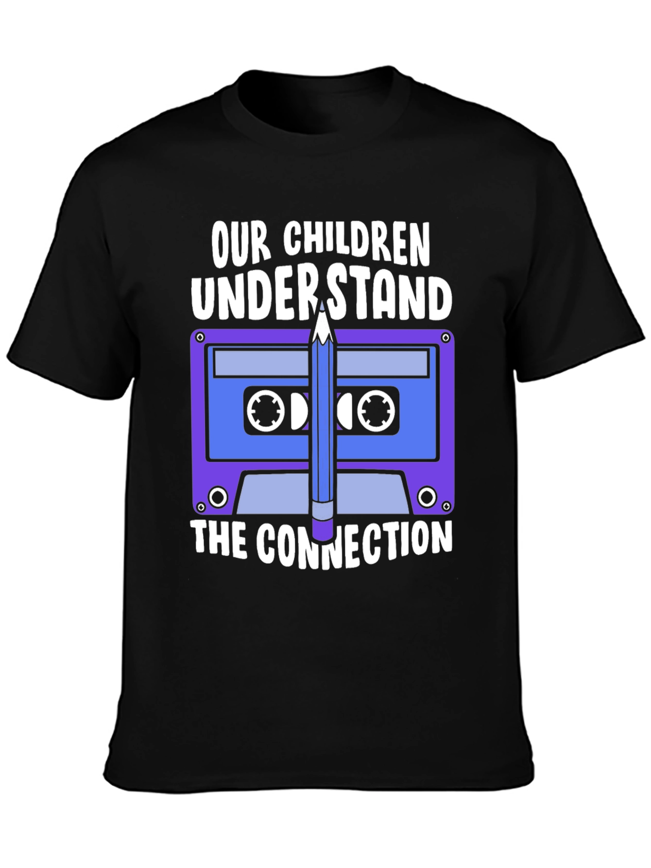 Retro Cassette Tape & Pencil T-Shirt