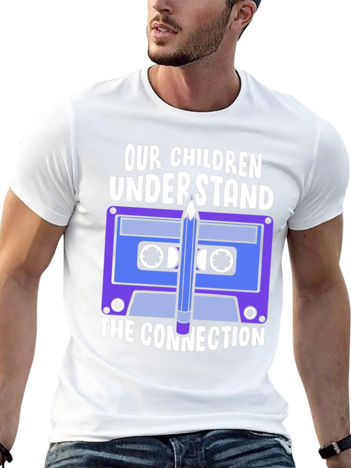 Retro Cassette Tape & Pencil T-Shirt