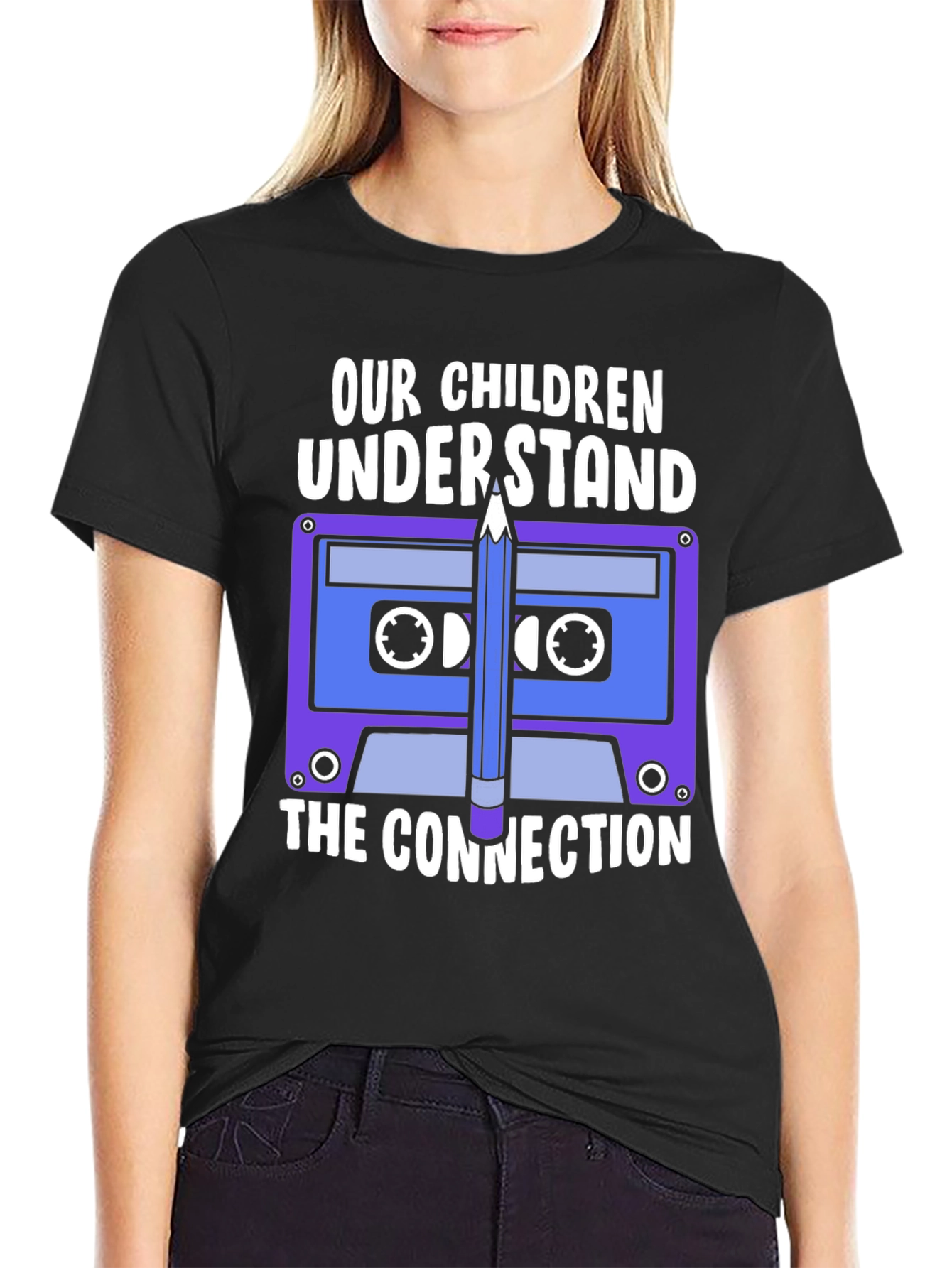 Retro Cassette Tape & Pencil T-Shirt