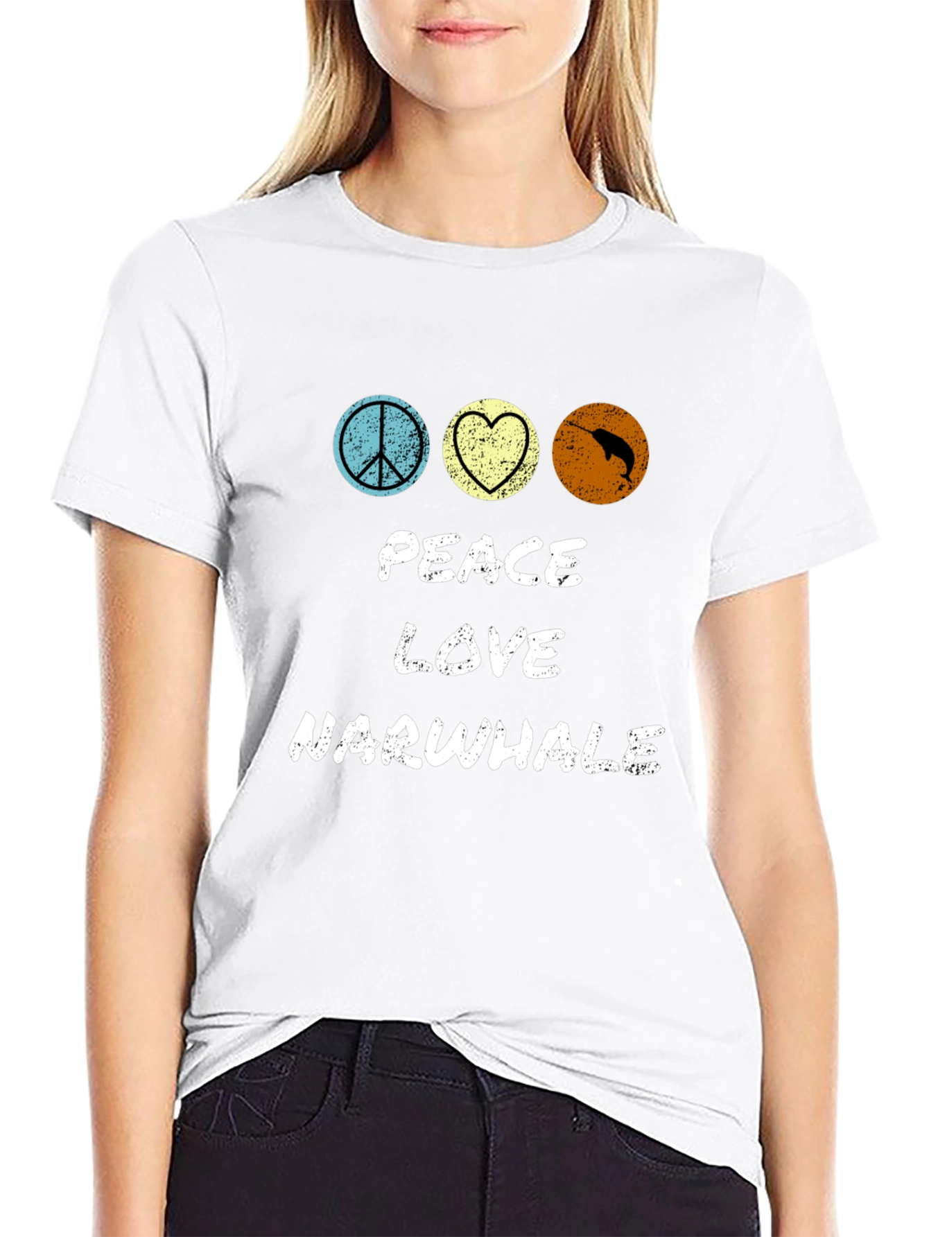 Peace Love Narwhal T-Shirt - Funny Graphic Tee