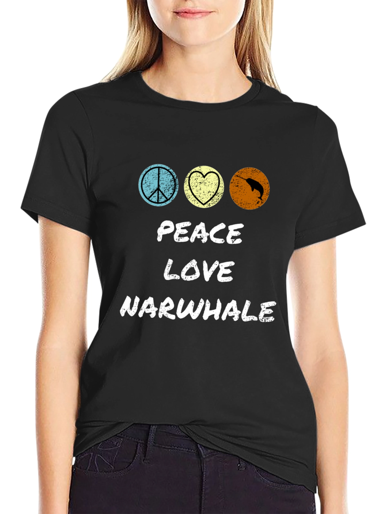 Peace Love Narwhal T-Shirt - Funny Graphic Tee