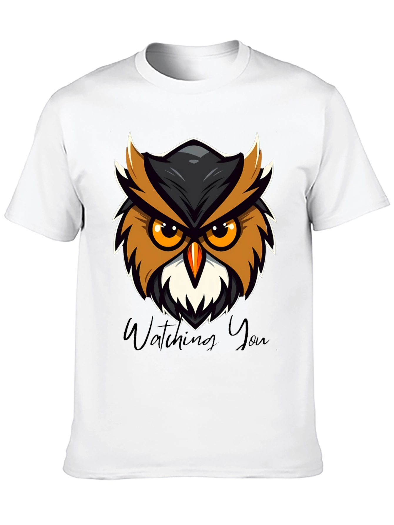 Mens Black Owl Graphic Tee - Watching You Design