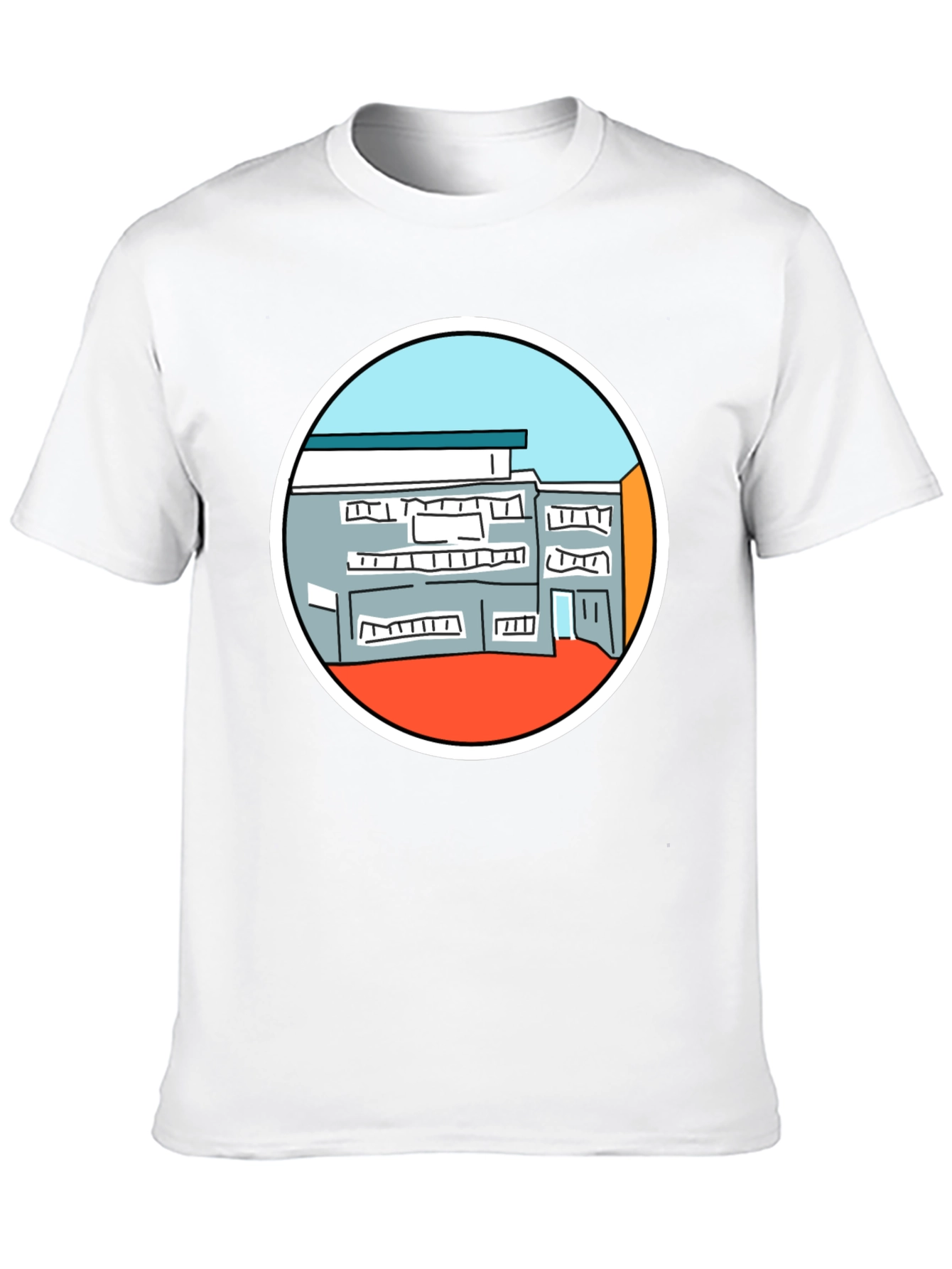 Building Graphic Tee - Unique Design Black T-Shirt