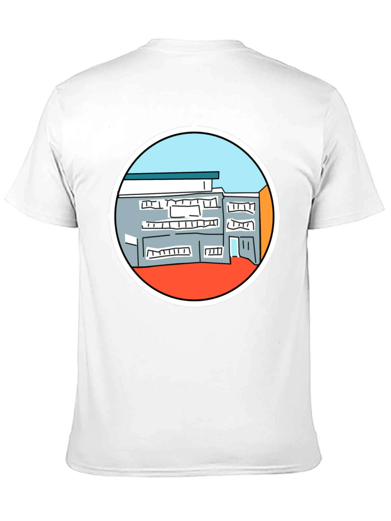 Building Graphic Tee - Unique Design Black T-Shirt