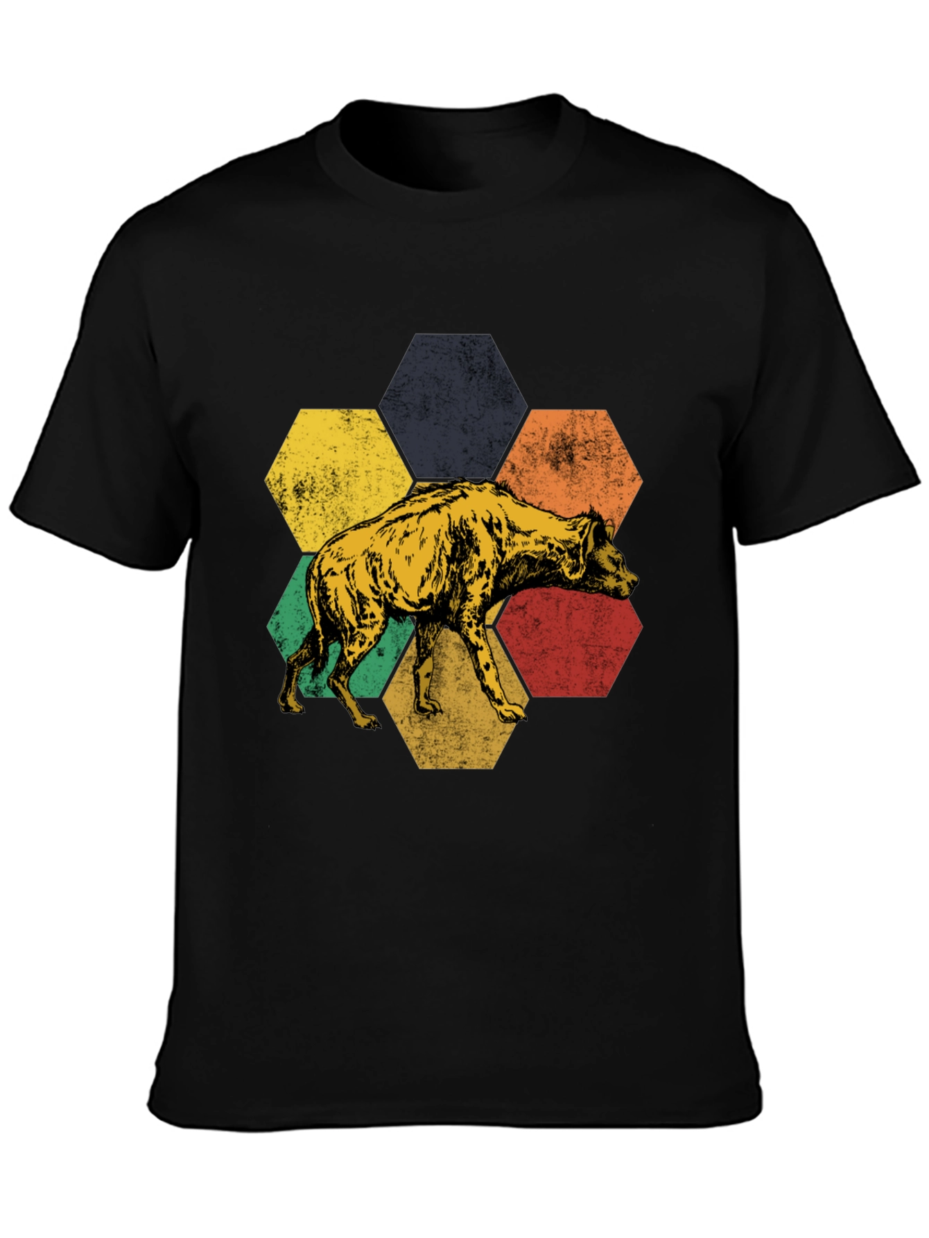 Hyena Hexagon Graphic Tee - Stylish Animal Print Shirt
