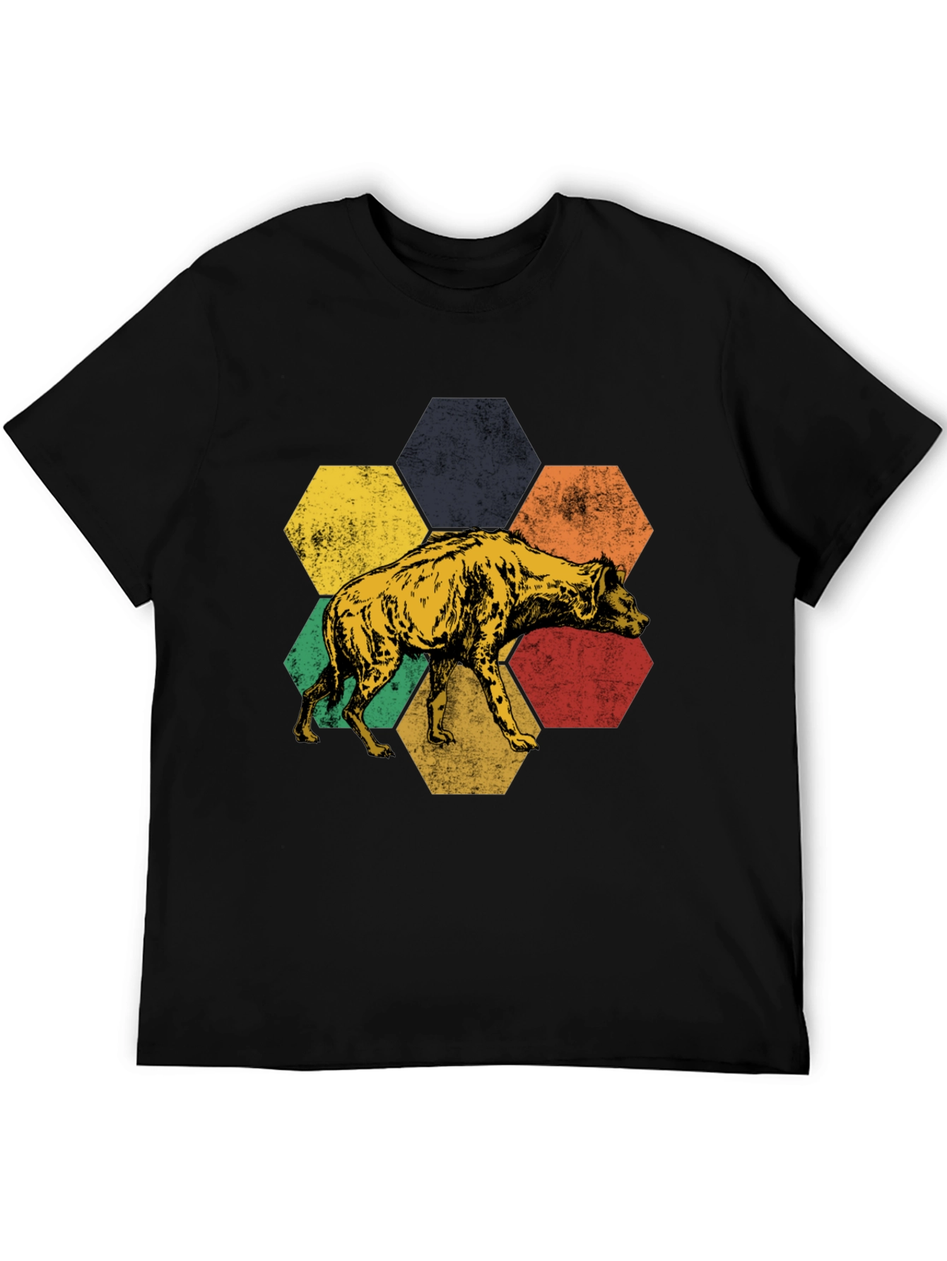 Hyena Hexagon Graphic Tee - Stylish Animal Print Shirt