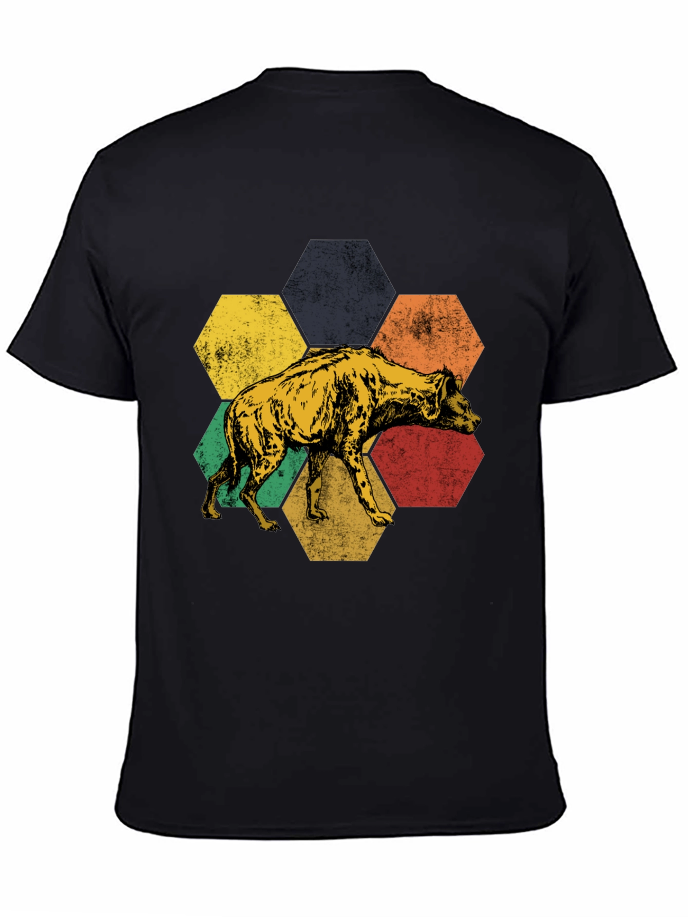 Hyena Hexagon Graphic Tee - Stylish Animal Print Shirt