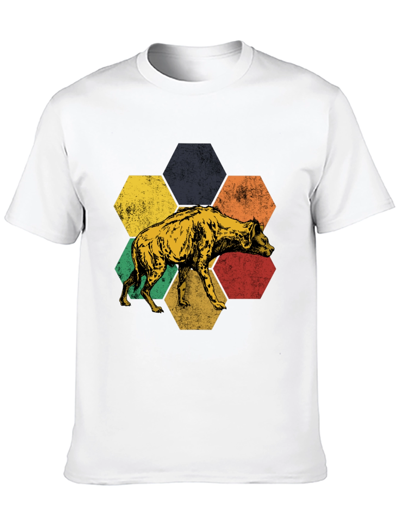 Hyena Hexagon Graphic Tee - Stylish Animal Print Shirt