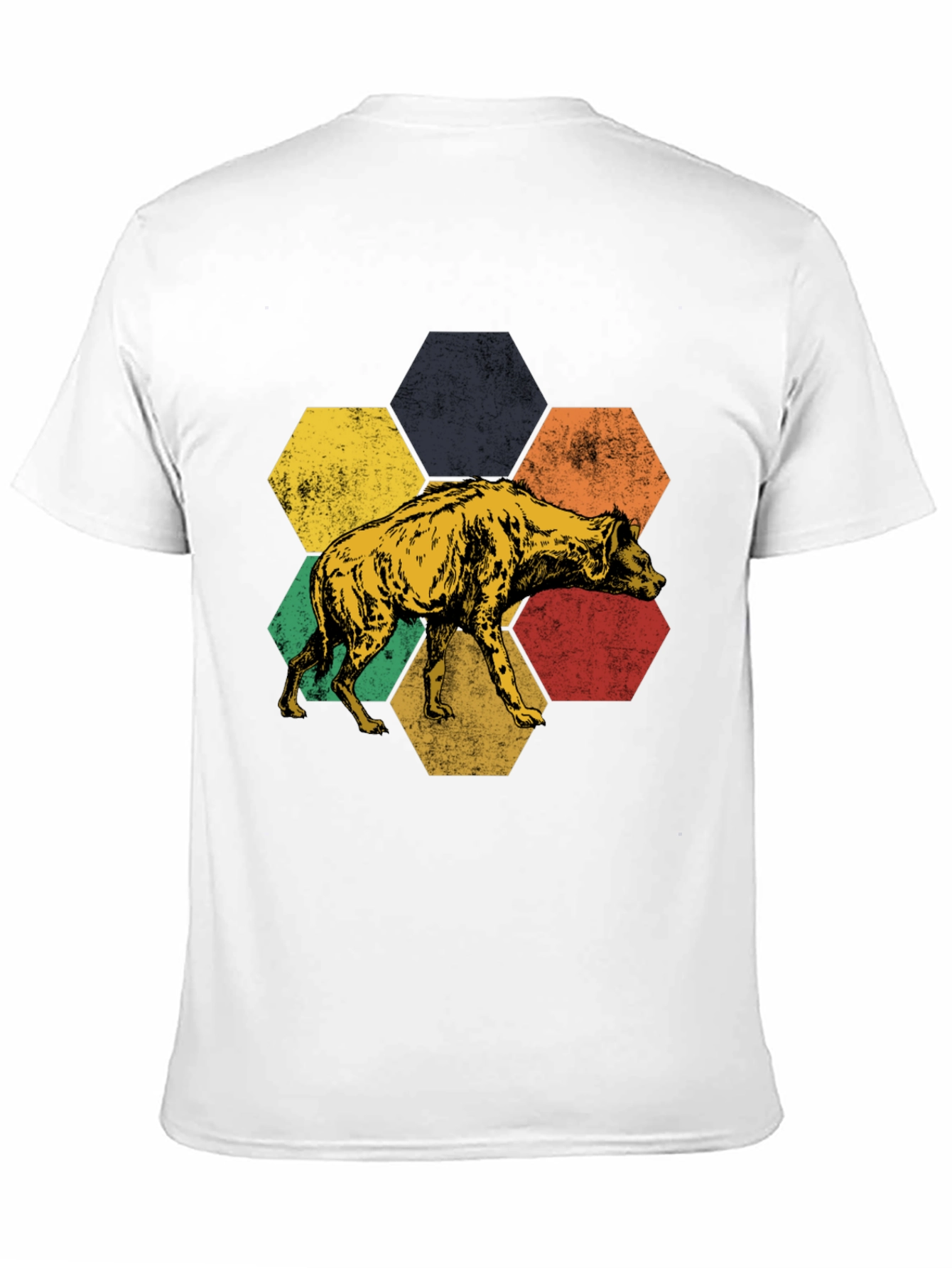 Hyena Hexagon Graphic Tee - Stylish Animal Print Shirt